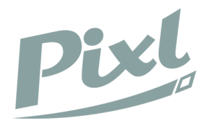 The Pixl logo displayed on a sleek black background