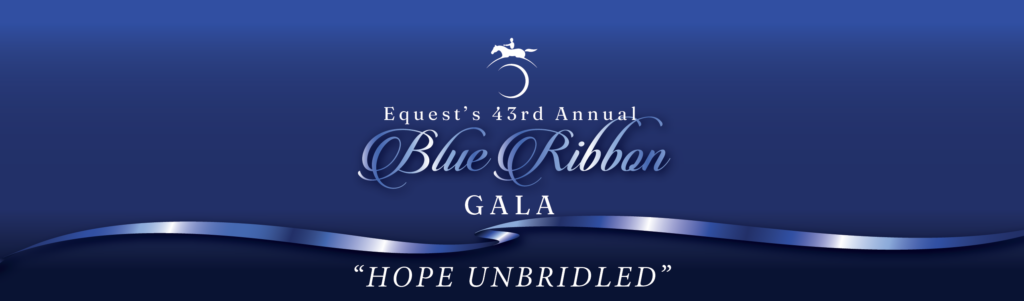 A blue ribbon with the words "hope unbridled" on it